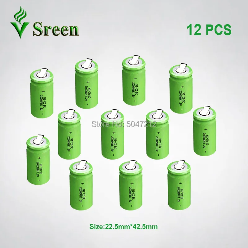 SC 2000mAh с никелевым листом DIY to Subc перезаряжаемые пакеты батарей электронный аккумулятор 1,2 V NI-CD аккумуляторная батарея - Цвет: 12 Pieces