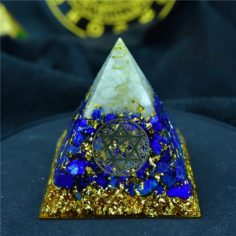 AURAREIKI оргонит Пирамида сахарра чакра аура белый кристалл лазурит Смола поделки