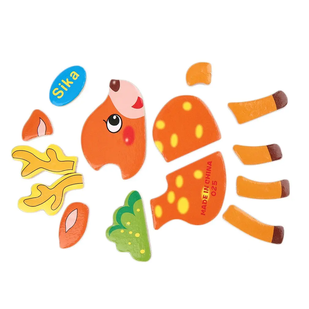 

New Creative Kids Child Baby Colors Wooden Cartoon Animal Contemporary Puzzle and Board Games Worldwide sale