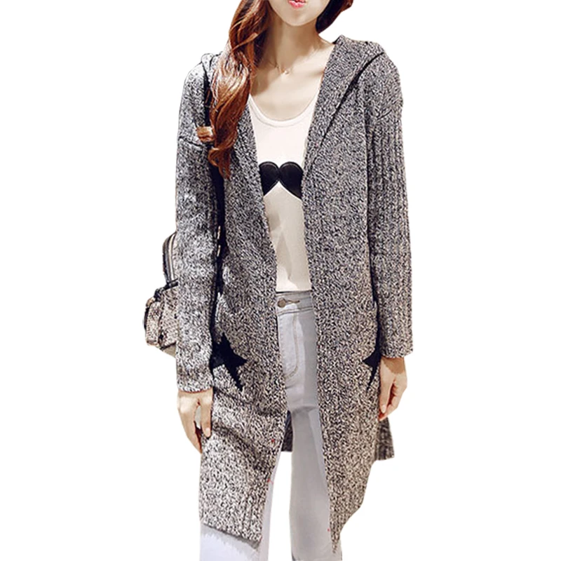 Джемпер корейские модели трендовый длинный кардиган на осень и зиму женский