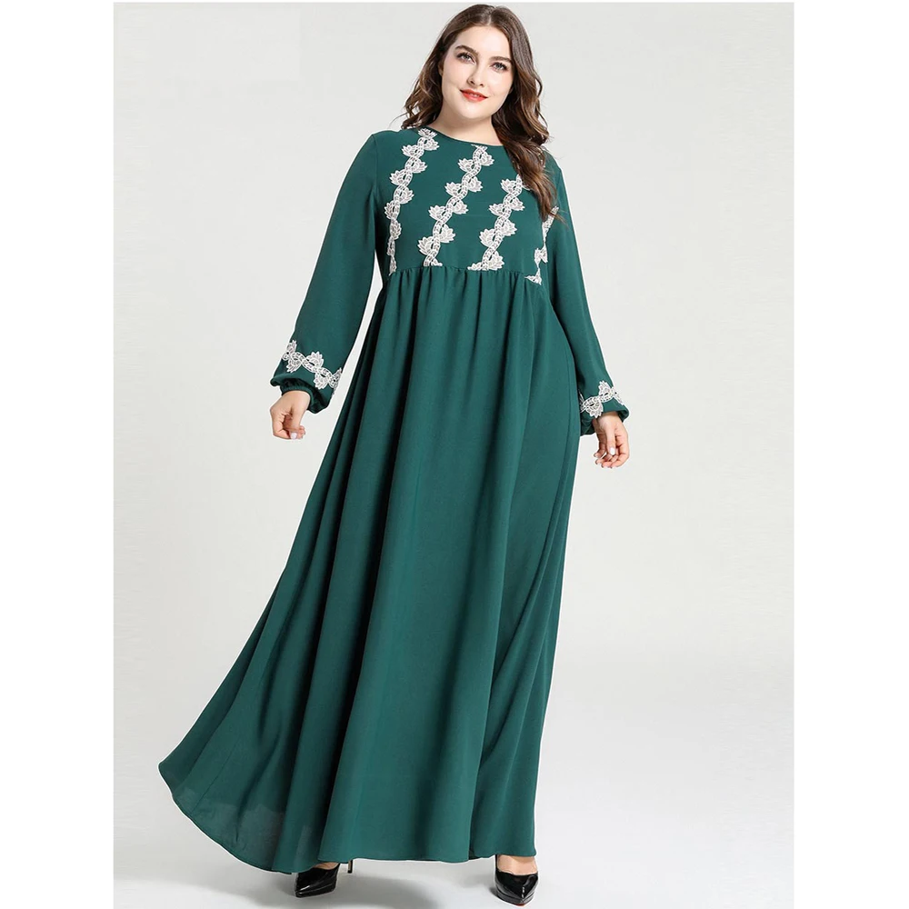 

Embroidery Long Sleeve Autumn Long Dress Abaya Arab Turkish Casual Plus Size Turkish Kaftan Dubai Maxi Robe Ramadan Gown