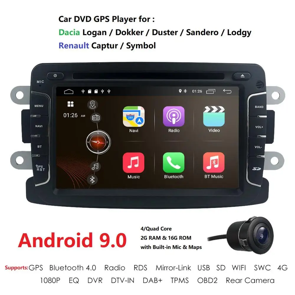 9 &quot1 din android 0 gps Автомобильный мультимедийный головное устройство для Dacia Logan DOKKEP