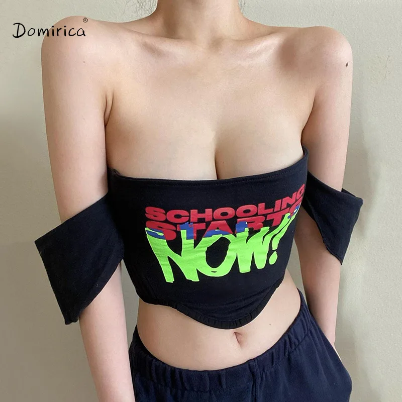 

Women's Tube Top Vest 2021 Summer New Sexy Slim Wrapped Chest Letter Print Vest Black Corset Top Fashion Cloth Tank Top Wome