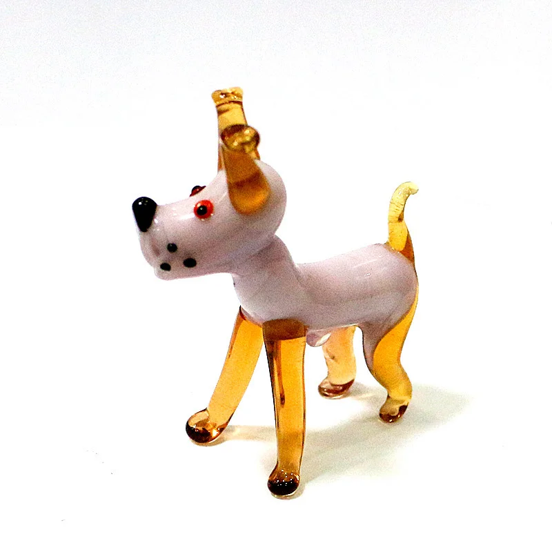 

Mini Murano Glass Dog Figurines Crafts Ornaments Cute Vivid Cartoon Animals Statue New Year Gifts For Kids Room Decor Collection