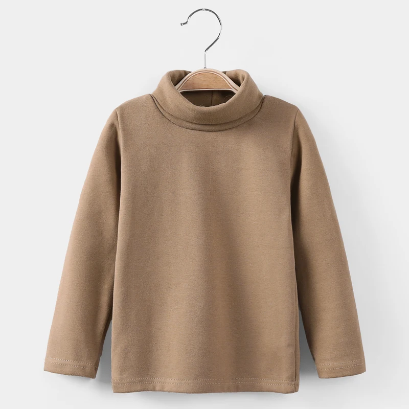 solid khaki Новые осенне-зимние футболки для мальчиков и девочек 17 цветов, стильные детские топы с длинными рукавами для девочек, футболка одежда для малышей и больших детей унисекс - Цвет: solid khaki