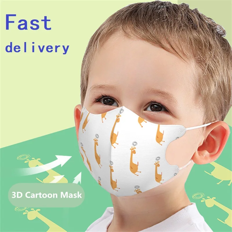 

Fast Shipping 10-100pc Kids Disposable Face Mouth Masks 3-layer Filter Cartoon Respirator Mascarillas Christmas Face Mask Masque