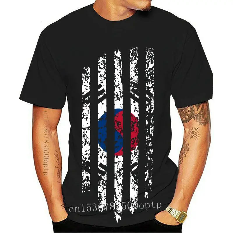

Корейская Винтажная Футболка с принтом флага, мужские женские черные топы с коротким рукавом, хлопковые мужские футболки, классические мод...