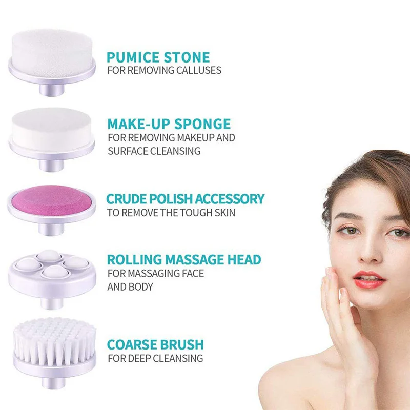 

5 in 1 Face Cleansing Brush Silicone Facial Brush Deep Cleaning Pore Cleaner Face Massage Skin Care Waterproof Facial Brush