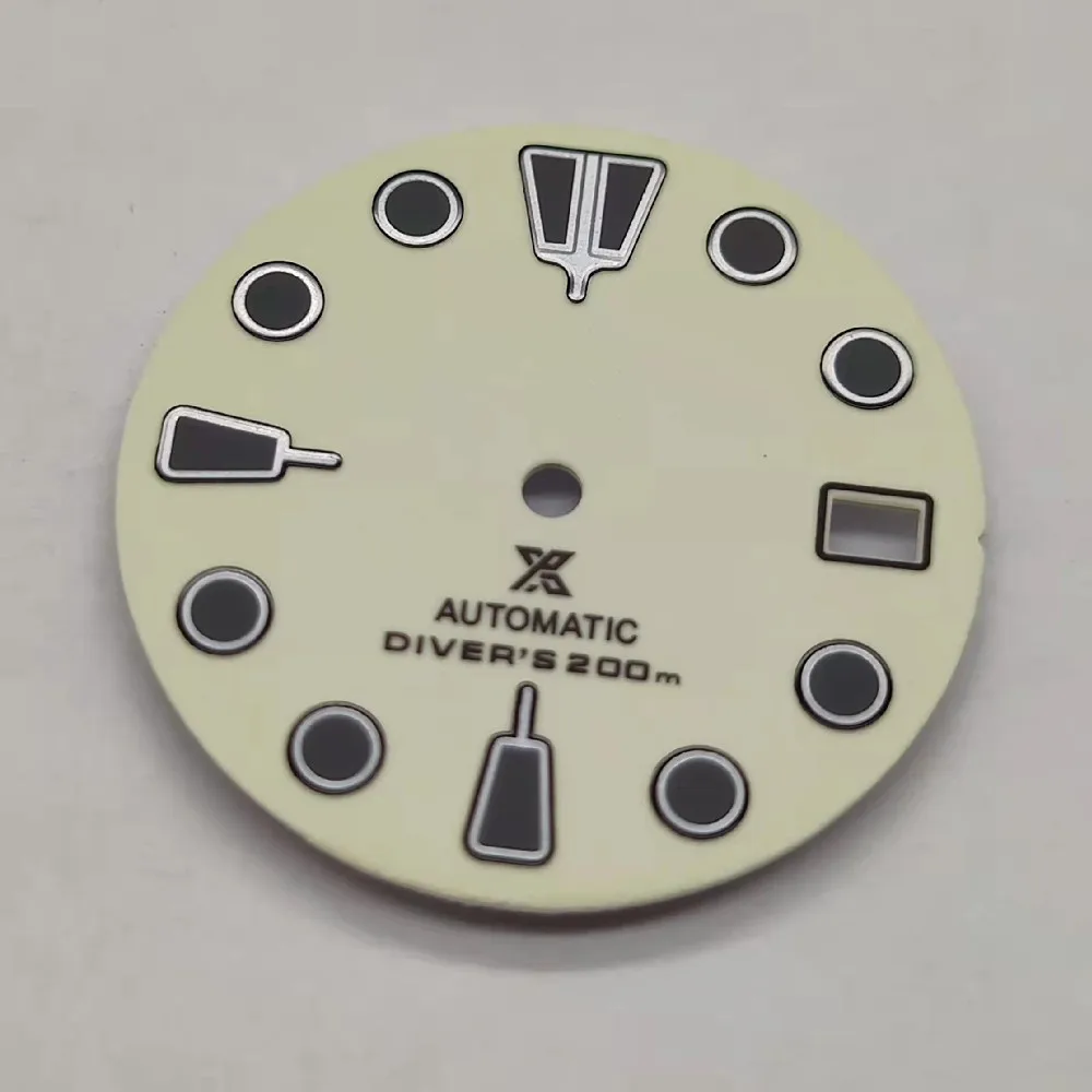 NH35 dial white C3 full luminous dial fit Japan NH35 automatic movement for diving watch SKX007 turtle abalone MM 28.5mm Japan