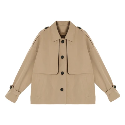 

hanWomen's windbreaker jacket spring and autumn loose short tooling jacket tops tide early autumn