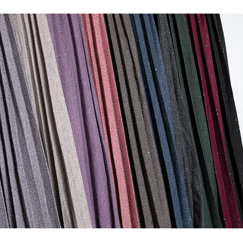 

Women shiny skirt 2021 New Women fashion retro Style High Waist pleated Skirt Autumn Winter office lady Thick warm skirts