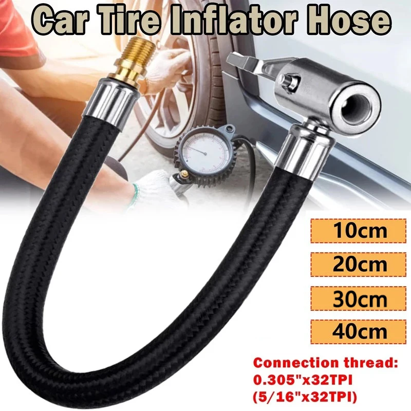 

Tire Air Inflator Extension Hose for Car Motorcycle Bike Tyre Inflatable Pump Tube Adapter Connection Locking Air Chuck