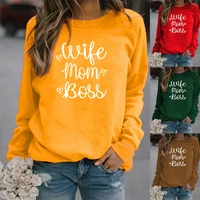 women hoodie wife mom boss printed hoodies women fleece long sleeve o neck loose sweatshirt girls pullovers winter