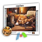 Алмазная 5D картина с полным наполнением, Круглая Мозаика с животными, спящим котом, набор алмазов для творчества, украшение для дома вышитые наклейки