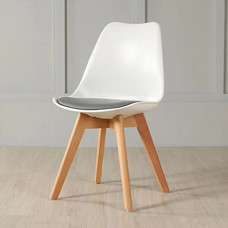 

4Pcs Dining Chair Modern Bar Chair Kitchen Chair plastic with Padded Seat Tulip chair Beech Wooden Legs Lounge Chair HWC