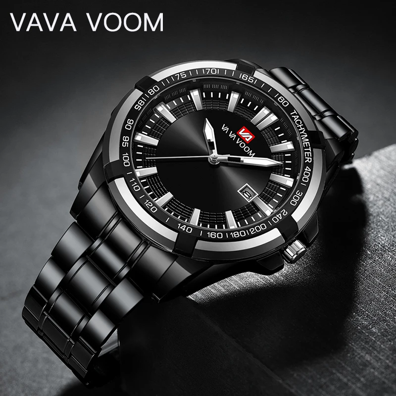 

VAVA VOOM Business Sports Military Quartz Watch Stainless Steel Creative Dial Men Watches Water proof Calendar Man Luxury Clock