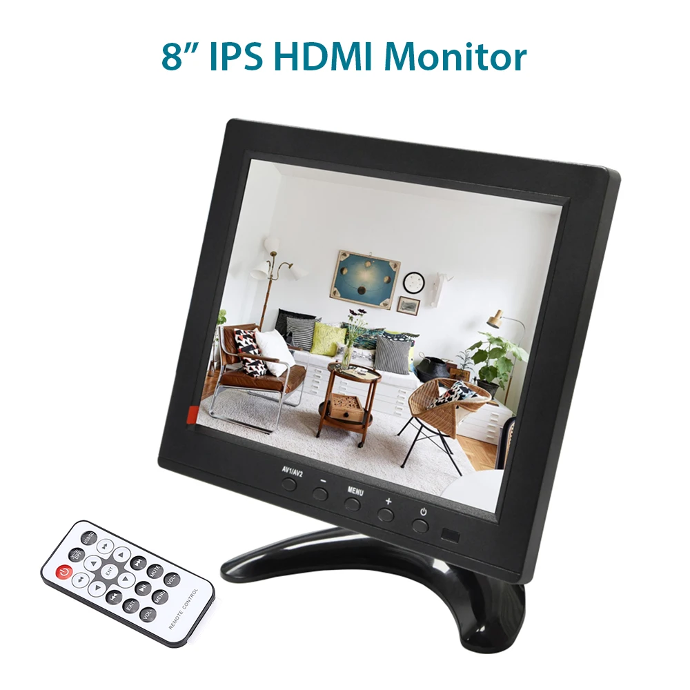 

8 inch Small LCD Monitor Portable 1024x768 Support HDMI/VGA/AV/BNC/USB Input for PC CCTV Security Camera