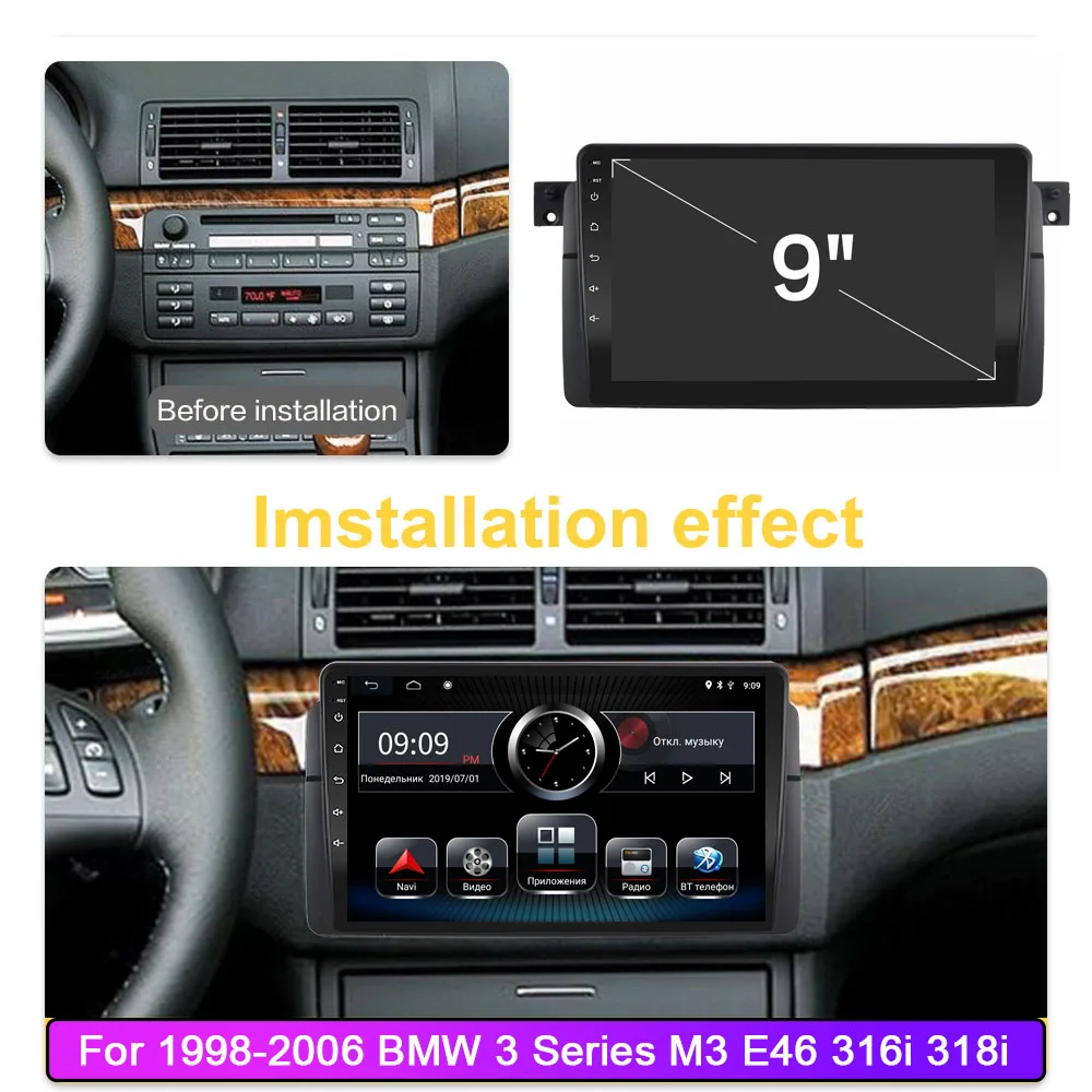 Автомагнитола для BMW E46 M3 Coupe 318 320 325 330 335 Android 9 0 мультимедийный проигрыватель с