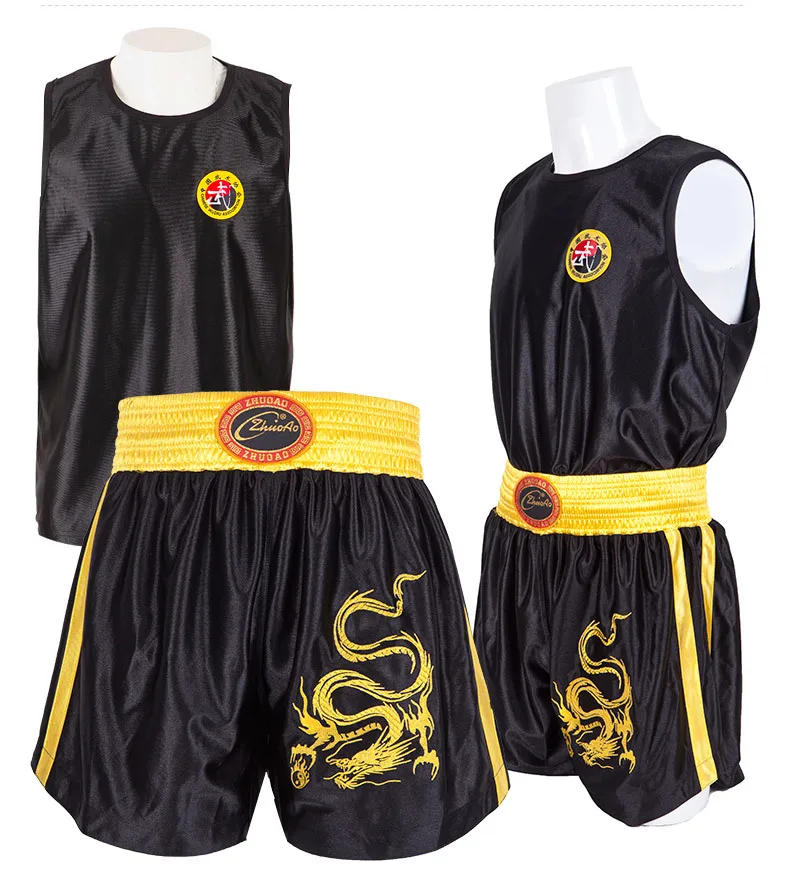 

Boxing Shorts Singlet Set Muay Thai Shorts Men Women Kids Dragon Embroidery Kickboxing MMA Clothes Sanda Wushu Martial Arts Wear