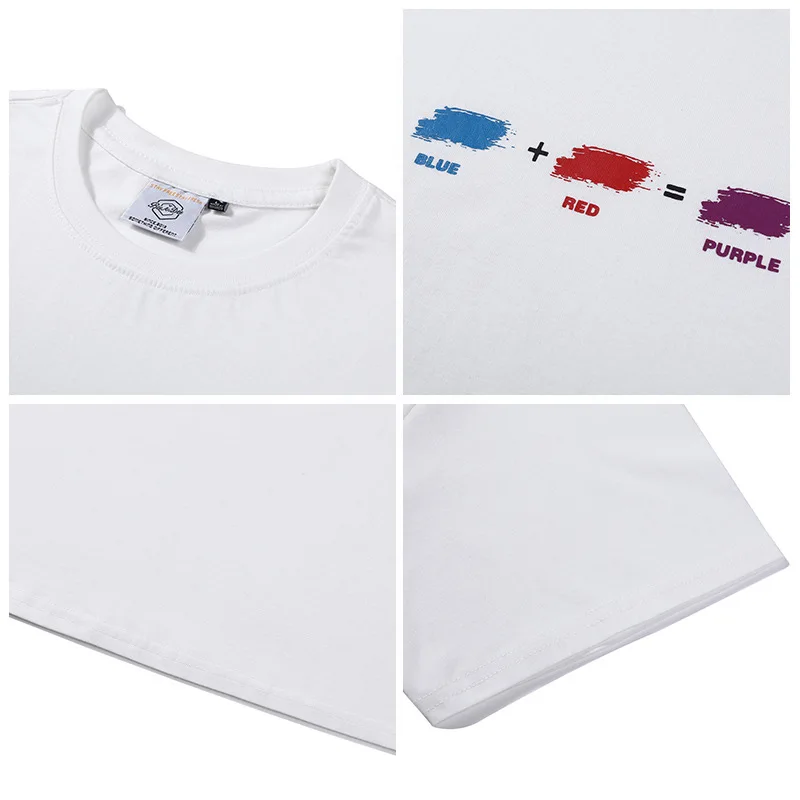 

Hip Hop Streetwear T Shirt Men A Bit Color Block Printed T-Shirt 2021 Harajuku Cotton Casual Summer Short Sleeve Tshirt Black
