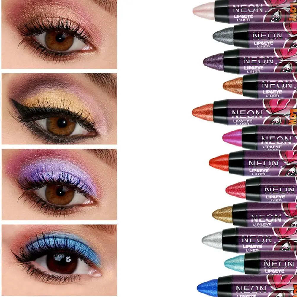 

12 Colors Professional High Quality Glitter Eye Shadow Without Beauty Lasting Pencil To Long Wear Cosmetics Drying Stick Ea B8B2