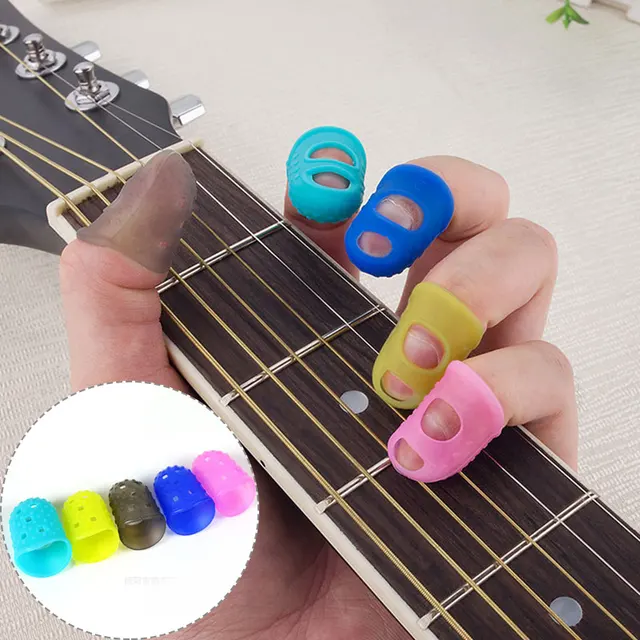 5Pcs/Set Silicone Finger Cover Five Sizes Non-slip Guitar Fingertip Protectors Breathable Guards String Fingertip Protectors