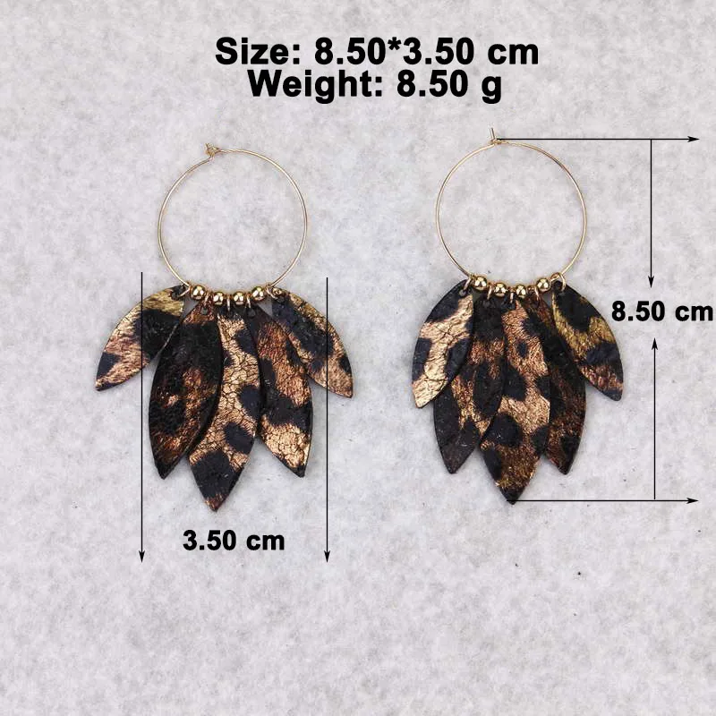 ZWPON модные серьги-капли из натуральной кожи с медным листом леопардовые кожаные