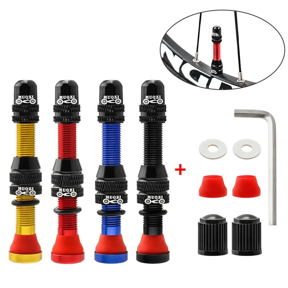 

2 Pcs Tubeless Tire Presta Valve Aluminum Alloy Road Bike Tubeless Tyre AV Valve With Wrench Cap Cycling Accessories Parts