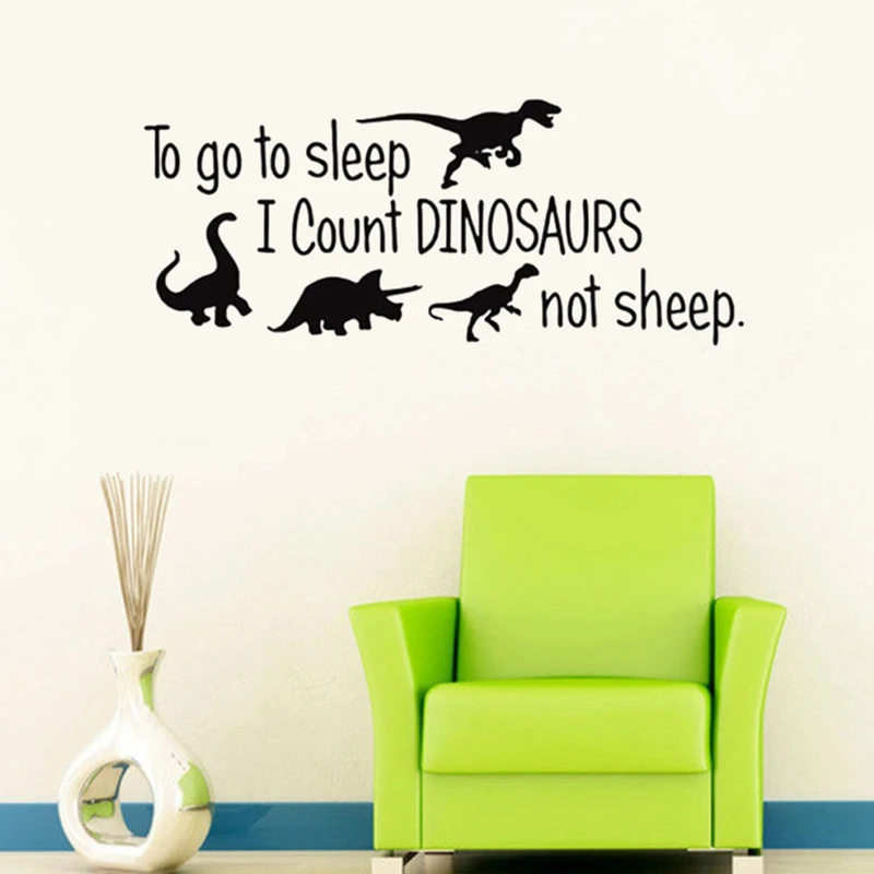 Виниловая наклейка на стену To Go Sleep I Count Dinosaur not sheep | Дом и сад