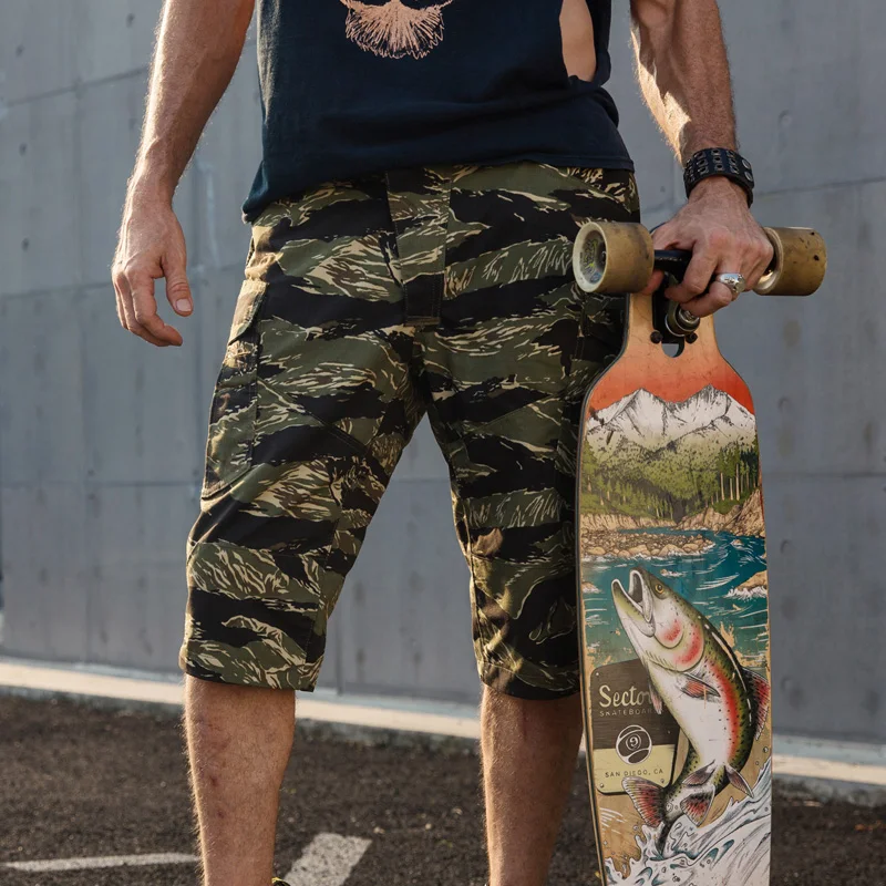 Мужские тактические короткие брюки камуфляжные шорты в полоску с тигровым