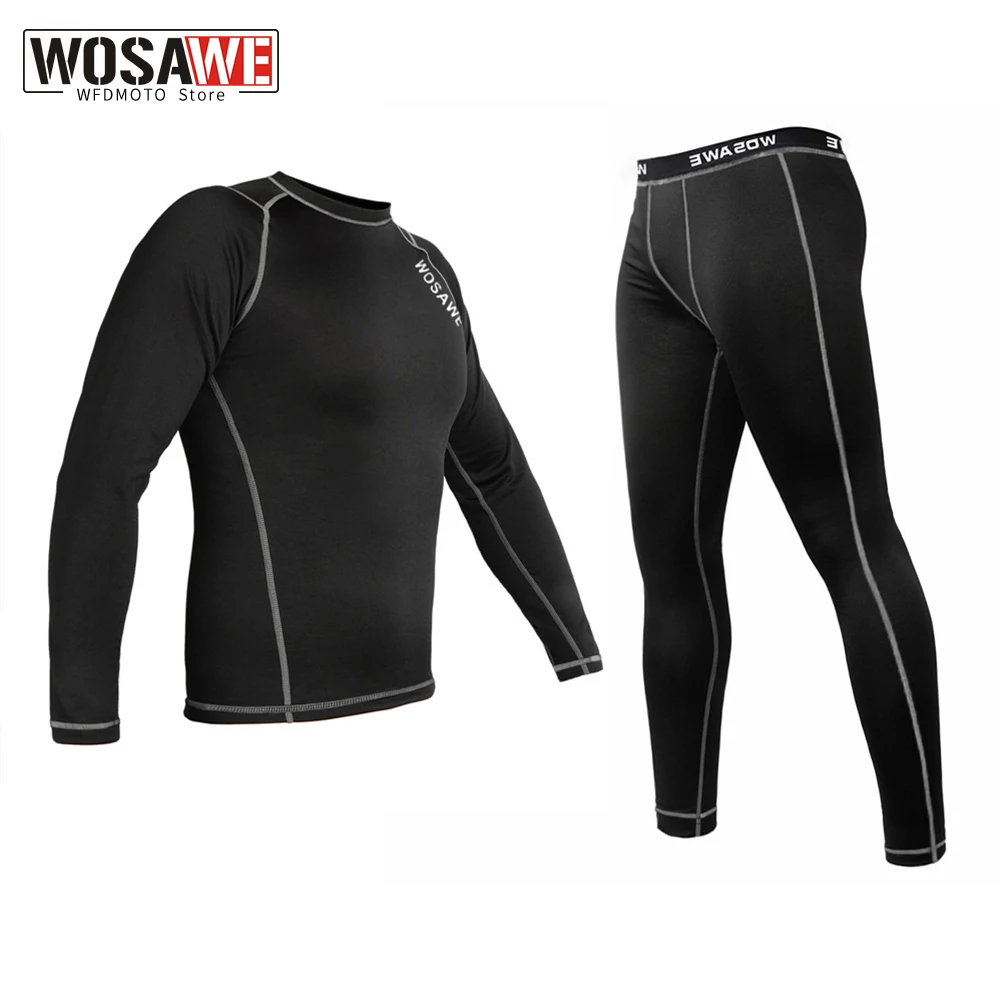 WOSAWE Зимняя Теплая Флисовая одежда для мотоцикла комплект нижнего белья теплые