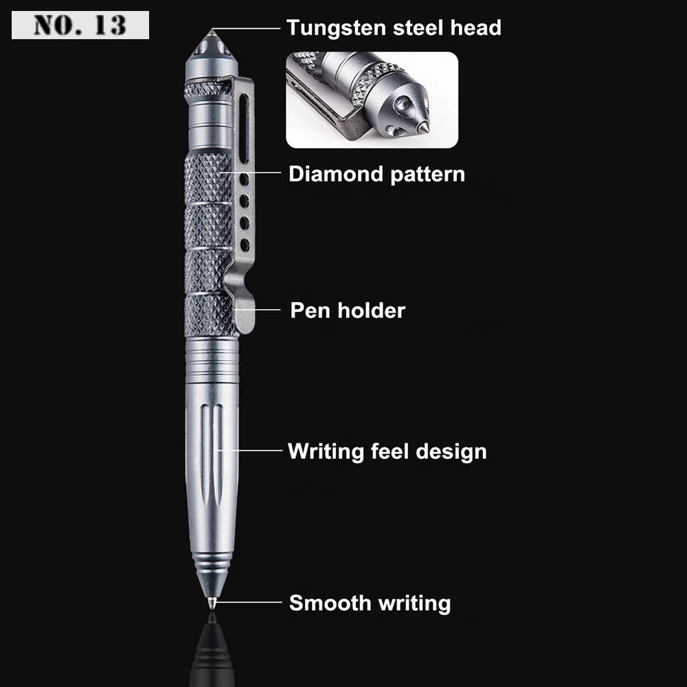 Ballpoint Pen Design Tactical Multi-function Tool Aluminum Alloy Glass Knife EDC Outdoor Survival Black/Silver | Инструменты
