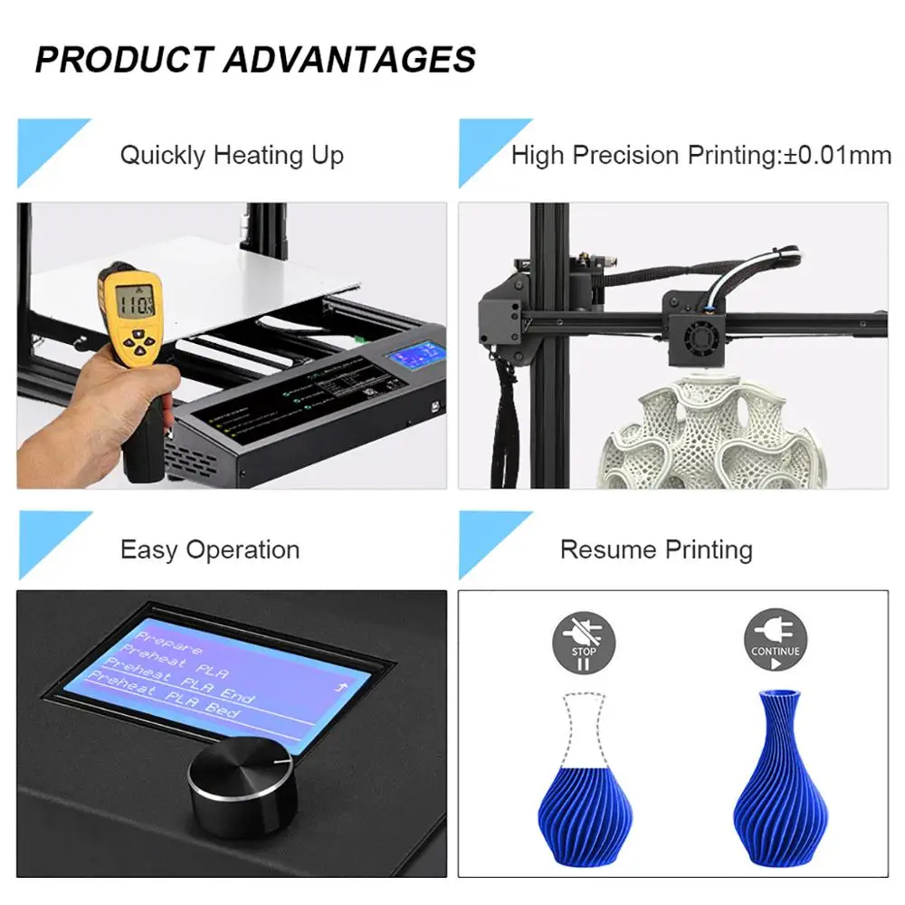 3D принтер SUNLU S8 PLA PETG TPU ABS SPLA FDM экструдер филамента Surport нити возобновление после