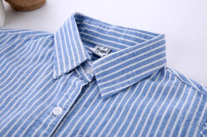 Женская блузка из хлопка Сезон весна осень Повседневная синяя рубашка в красную