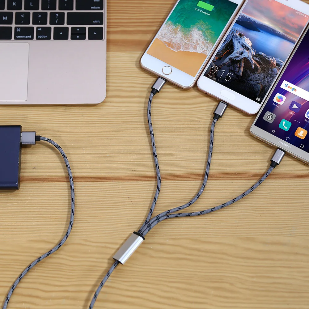 Nohon 2Pack 3 in 1 Phone Cable for iPhone Charger High Quality Type C Samsung S10 Micro USB Charging Cord | Мобильные телефоны и