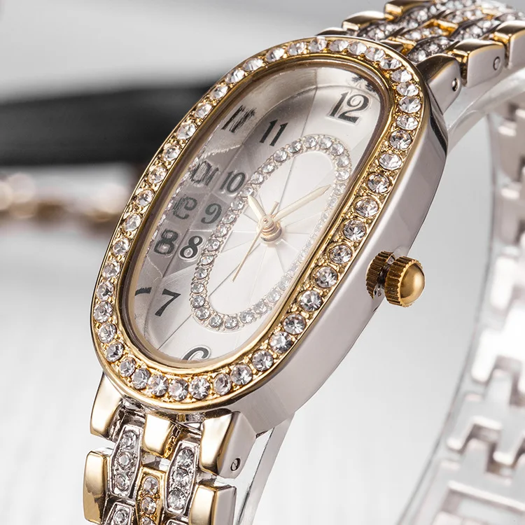 

BW new rectangular women's watch 18 K gold high grade bracelet watch water diamond full diamond fashion women's Quartz Watch