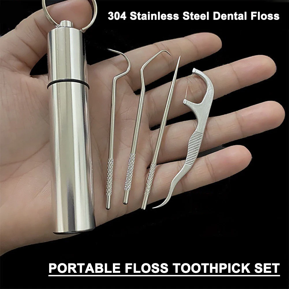 

Портативный набор зубочисток из нержавеющей стали многоразовый уличный домашний дорожный зубочистка антикоррозийный инструмент для чист...