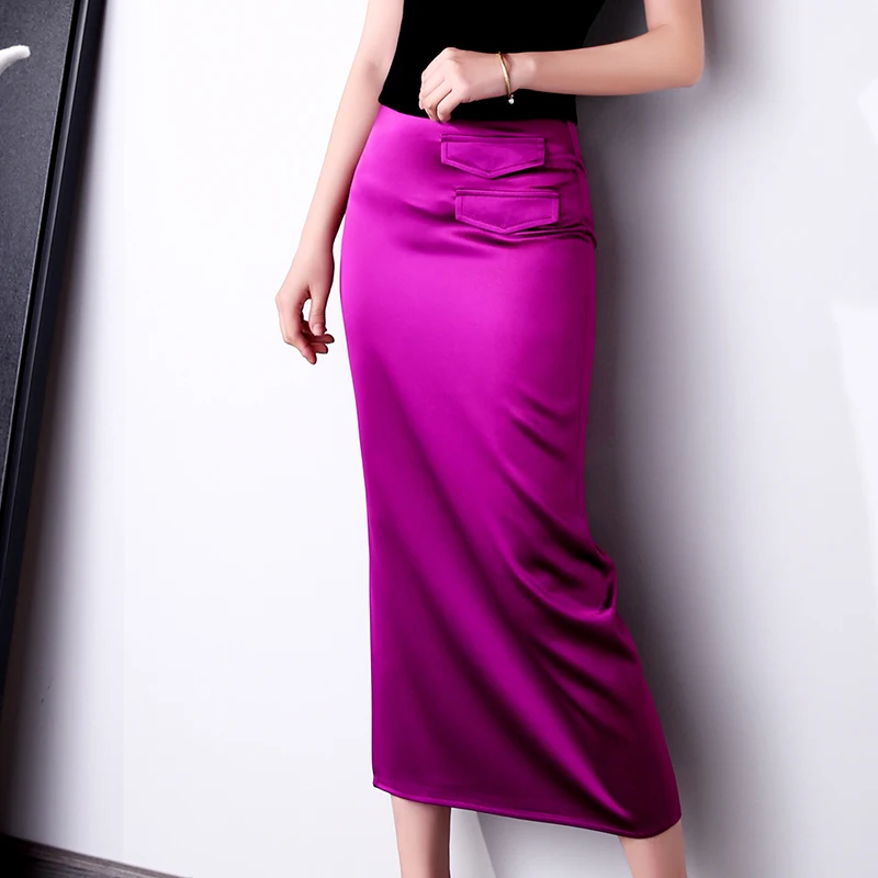 2022 New Style Spring and Summer Japanese Fashion Triacetic Acid Silk Women Casual Skirt,Split-Hipped Skirt