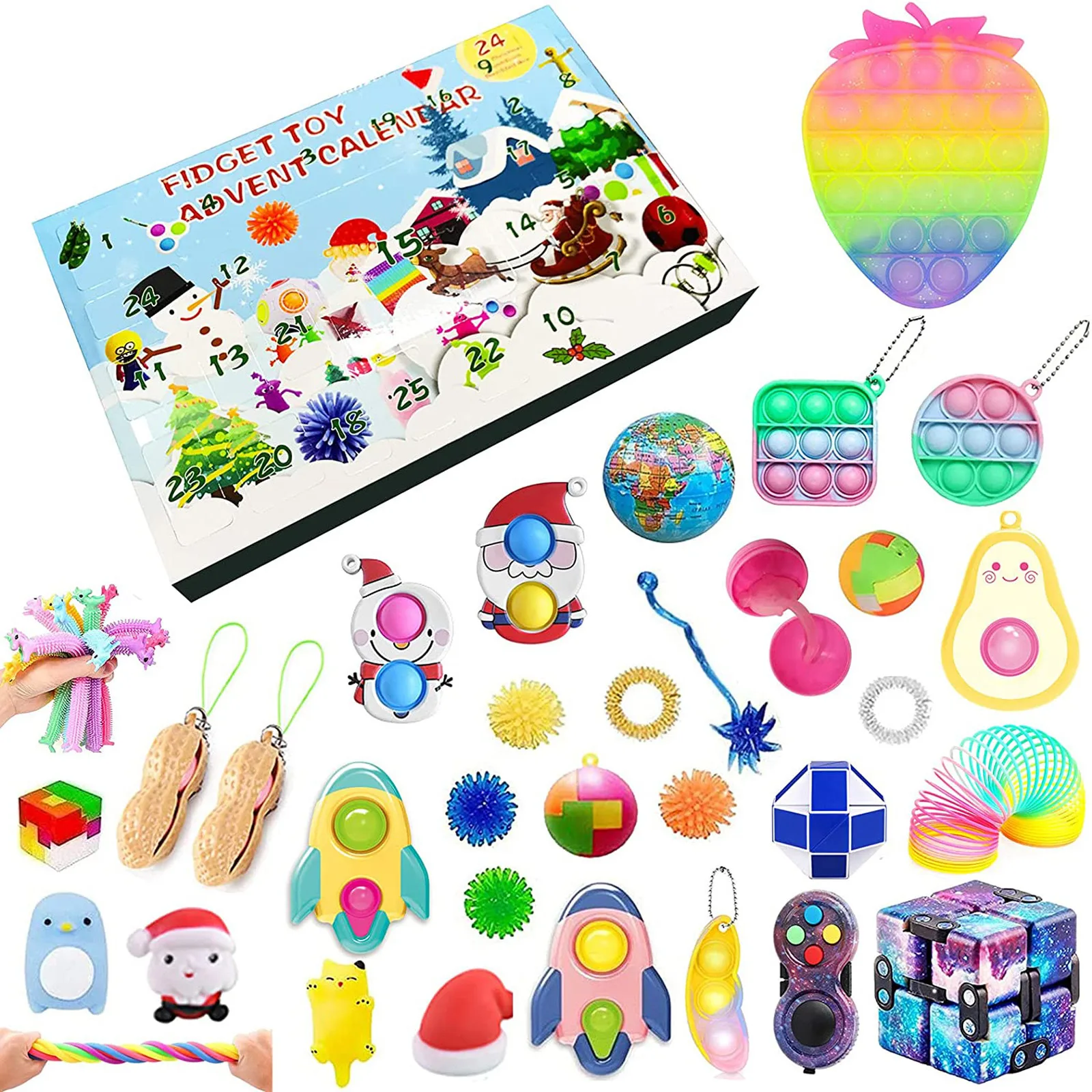 

Autism Squeeze Funny Calendar Christmas Tree Antistress Stress Relief Toys Fidget Sensory Toy Children Gift zabawki dla dzieci