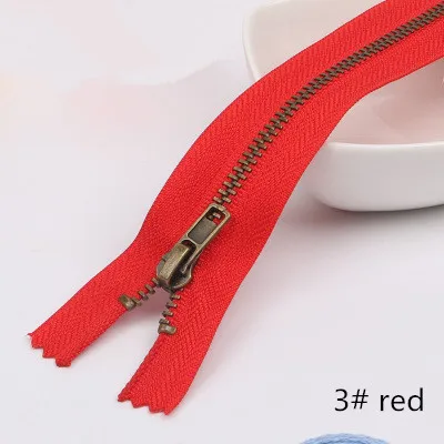 3 red 5 шт. Meetee 3#5#20 см закрытые Металлические молнии бронзовые зубы для карманных брюк сумка портной DIY Швейные Инструменты Аксессуары для одежды - Цвет: 3 red