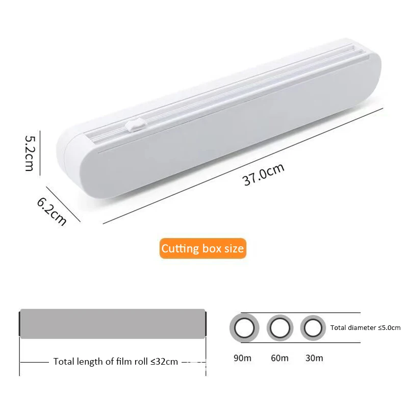 Punch-free Fixing Food Wrap Dispenser Cutter Foil Cling Film Plastic Sharp Storage Holder Kitchen Tool | Дом и сад