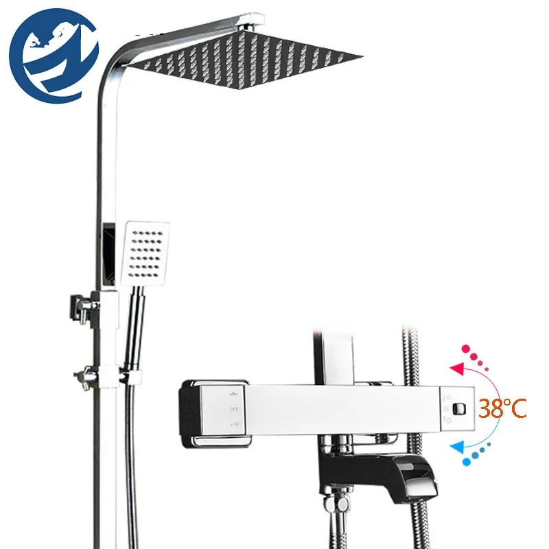 

Хромированные Термостатические душевые наборы, смеситель для душа для ванной комнаты, металлический латунный смеситель, Душевая система д...