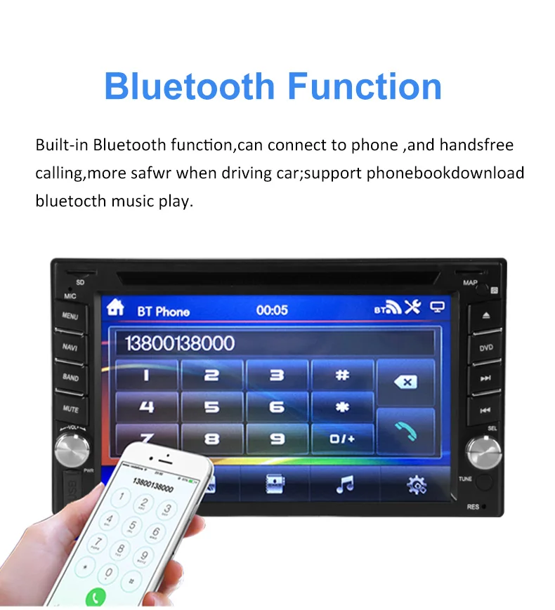 Автомобильный DVD плеер с сенсорным экраном 6212 6 2 дюйма HD DIN Bluetooth MP3 рулевое колесо
