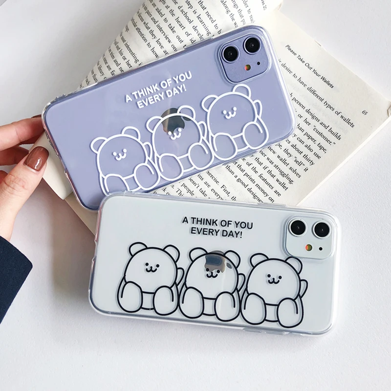 Тонкий чехол для iphone 8 7 плюс мультфильм мягкий прозрачный ТПУ Забавный три