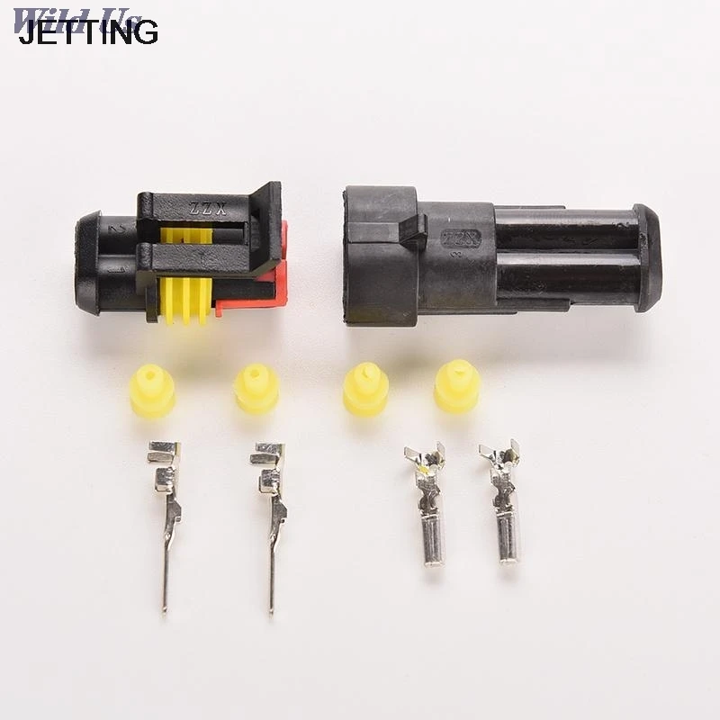 

1 Set 2 Pin Way Sealed Electrical Wire Waterproof Black Auto Connector Plug Car Part Set