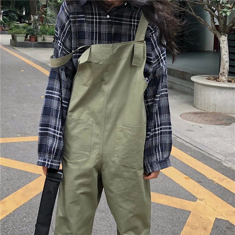 Комбинезон женский, однотонный, свободный, с карманами, в Корейском стиле от AliExpress WW