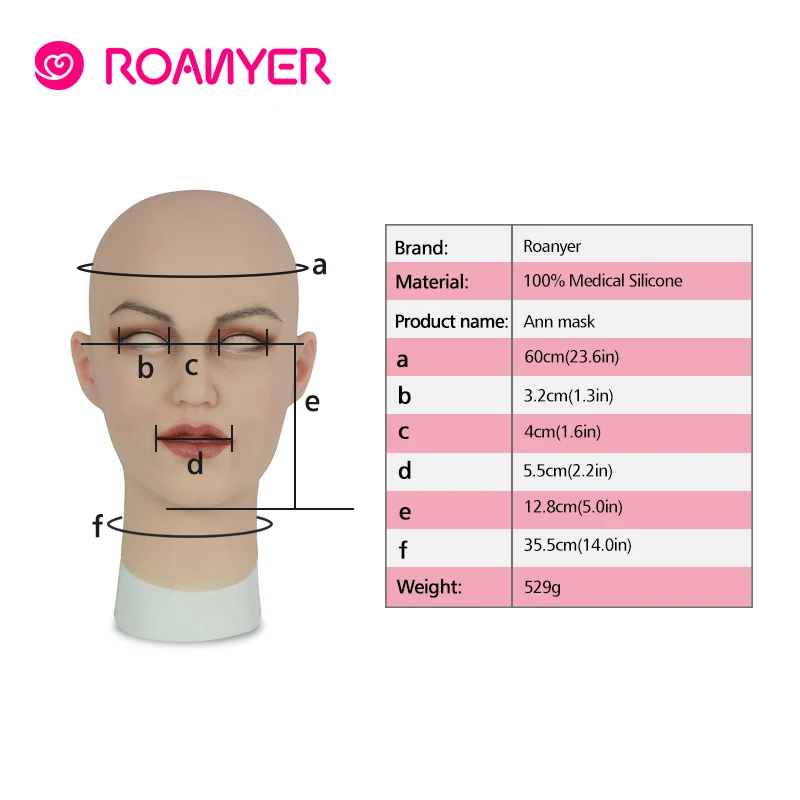 

Roanyer Silicone Ann Mask Crossdresing Male Realistic Artificial Mask Male To Female Head Face Crossdresser Transgender Cosplay