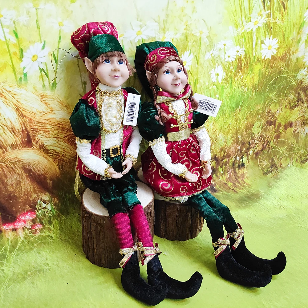 

Плюшевые куклы Elf Couple, игрушки, подвеска на рождественскую елку, висячие украшения, новогодние и рождественские подарки для детей