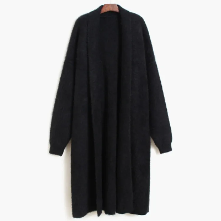 

2020 Winter Fashion Ladies Loose Long Faux Mink Fur Cardigans Warmth Plus Sweaters Cloths Casual Korean New Open Stitch Sweater