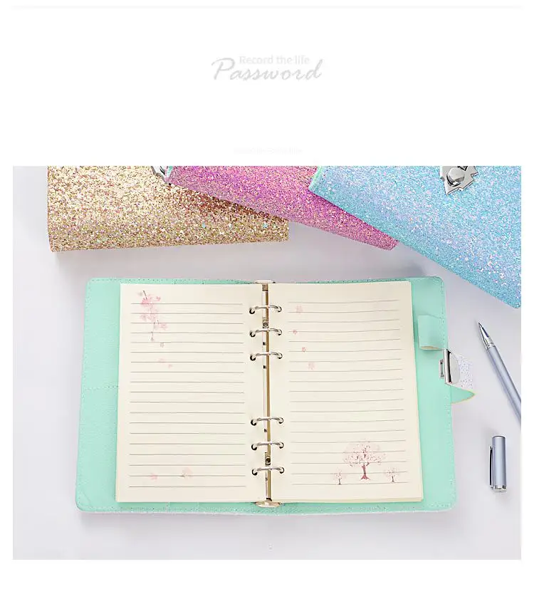 

A6 Loose-Leaf Notebook Agenda Password Lock Diary Notepad For School Office Supplies Stationery